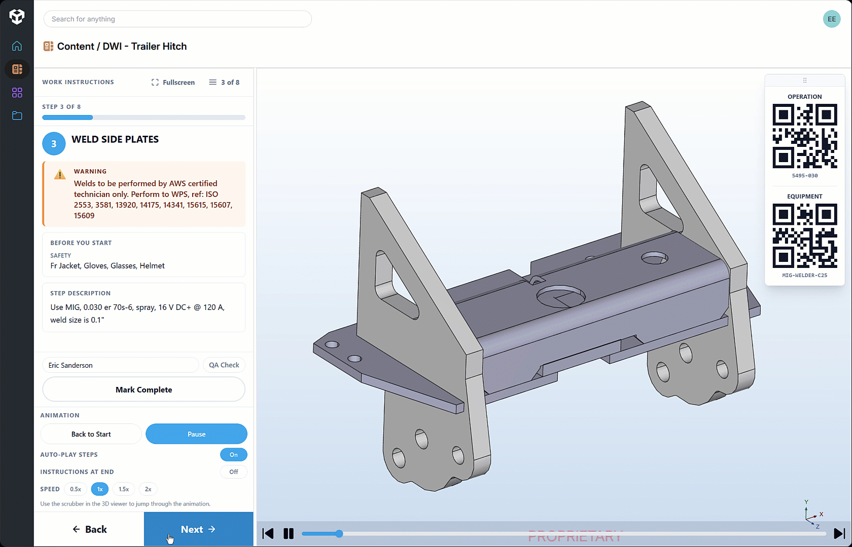 Model-based work instructions providing manufacturing teams with engineering product data and technical context
